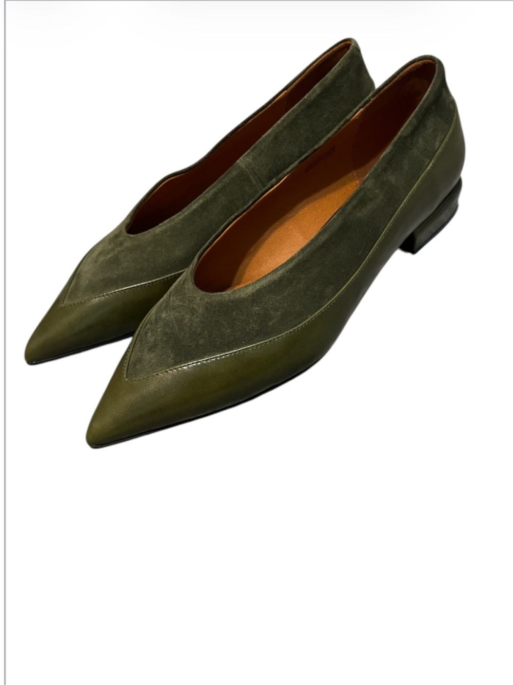 Ana Palma Olive Green Pointed Toe Ballet Flats Size 39
